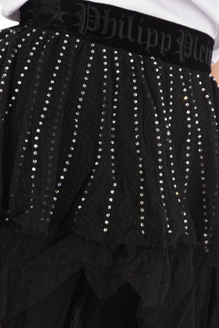 COUTURE EST.1978 minigonna in tulle con profili gioiello e fiocco in velluto