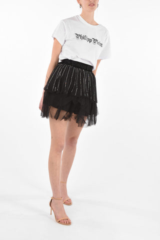 COUTURE EST.1978 jewel profile tulle mini skirt with velvet bow
