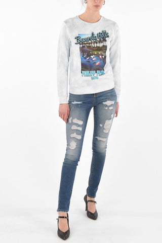 COUTURE EST.1978 flamingo printed tie dye effect crew-neck sweatshirt