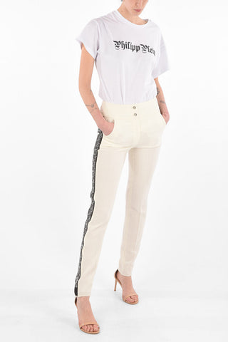 COUTURE EST.1978 high waist slim fit pants with jewel profile