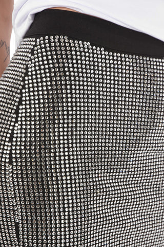 COUTURE EST.1978 all over crystal mini skirt with side zip closure