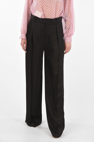 Wide-leg Polished Fabric Pants