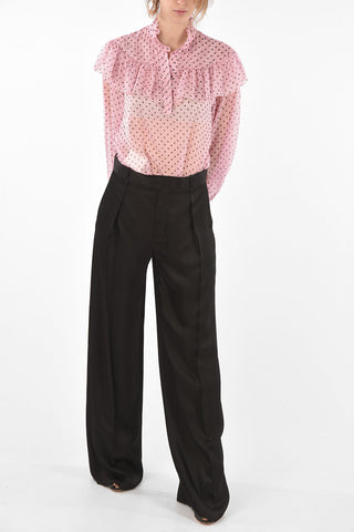 Wide-leg Polished Fabric Pants