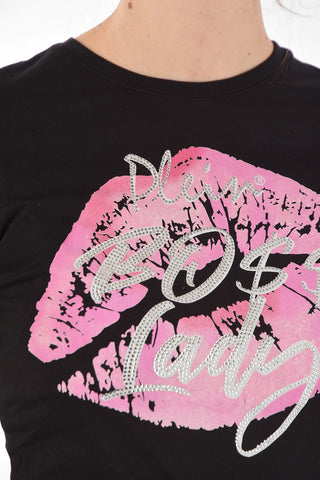 Printed BOSS LADY T-Shirt with Strass
