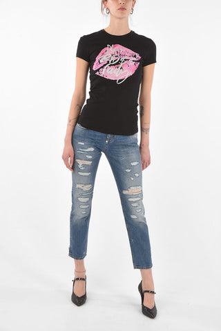 Printed BOSS LADY T-Shirt with Strass