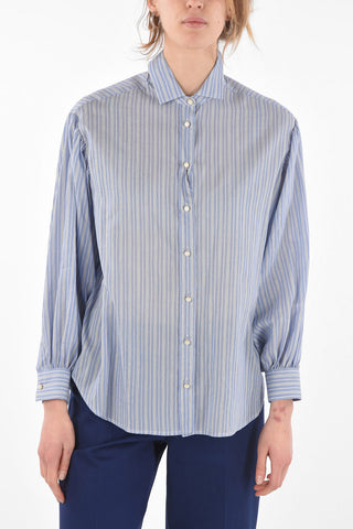 Camicia in Cotone a Righe Pencil con Collo Removibile
