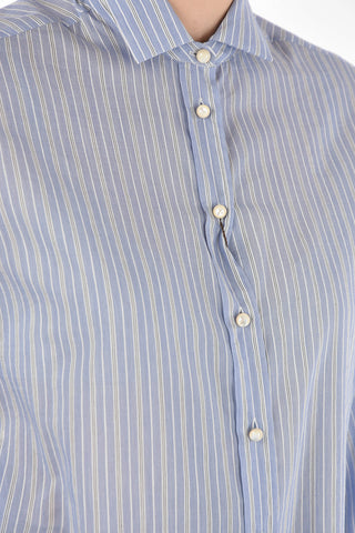 Camicia in Cotone a Righe Pencil con Collo Removibile
