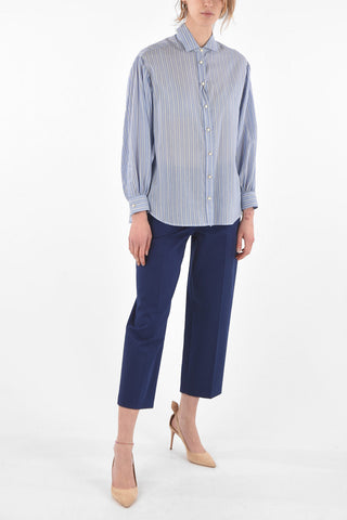Camicia in Cotone a Righe Pencil con Collo Removibile