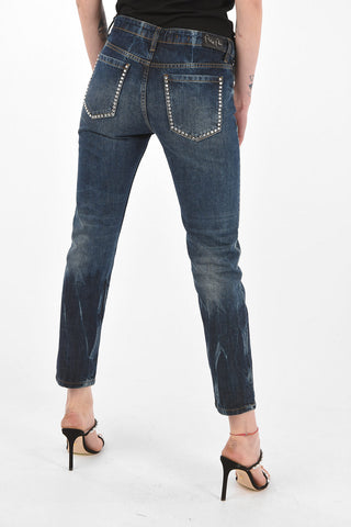 Rhinestone Detail CRYSTAL PLEIN Boyfriend Denims