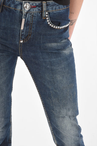 Rhinestone Detail CRYSTAL PLEIN Boyfriend Denims