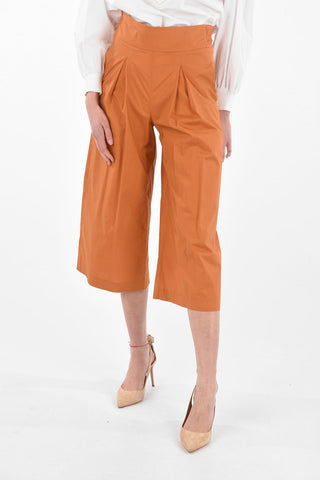 Back Zipped Cotton Gaucho Pants