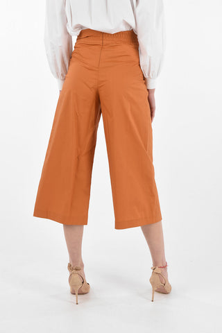 Back Zipped Cotton Gaucho Pants
