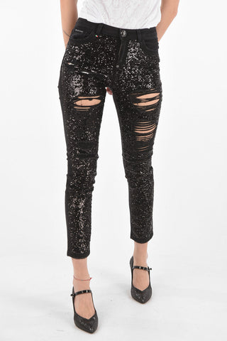 Sequined Front Boyfriend Denims