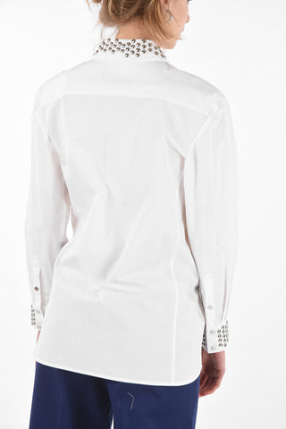 Studded Cuffs and Collar Cotton Shirt