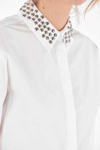 Studded Cuffs and Collar Cotton Shirt