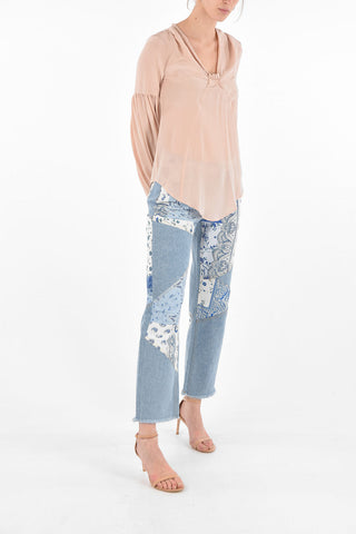 Balloon-sleeved Silk Blouse