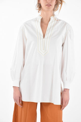 Puffed-sleeve Embroidered Cotton Tunic