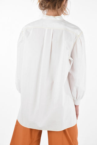 Puffed-sleeve Embroidered Cotton Tunic