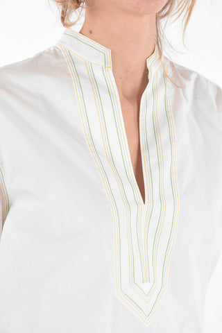 Puffed-sleeve Embroidered Cotton Tunic