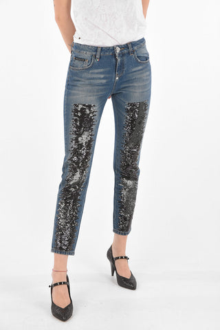 Sequined Detail Boyfriend Denims