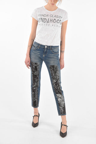 Sequined Detail Boyfriend Denims