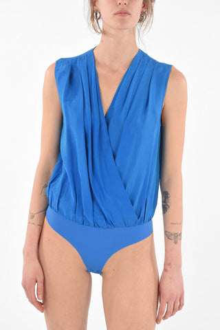 Silk Blend Wrap Bodysuit