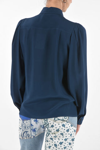Chain Button-down Collar Silk Shirt
