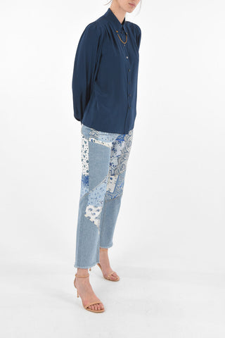 Chain Button-down Collar Silk Shirt