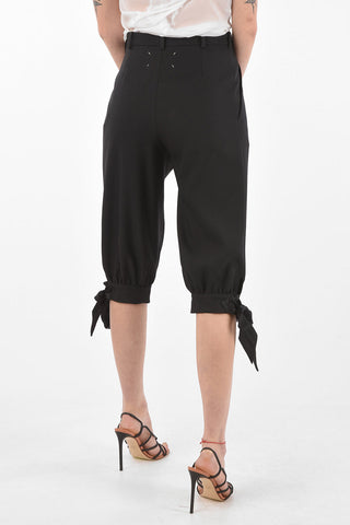 Double-pleated Bow Bottom Cropped Pants
