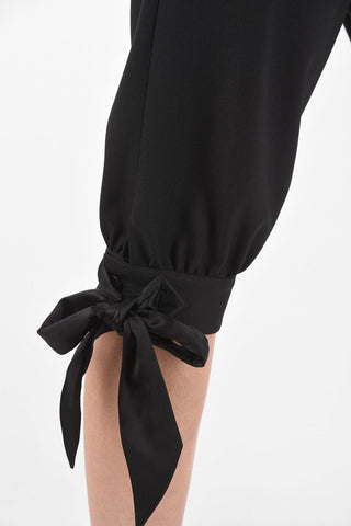 Double-pleated Bow Bottom Cropped Pants