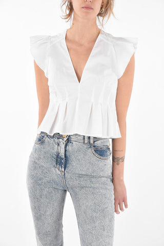 V Neck Peplo Crop Top