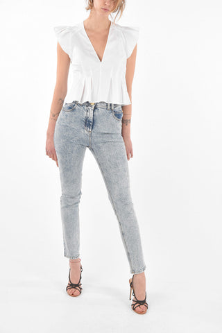 V Neck Peplo Crop Top