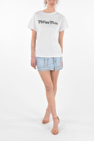 COUTURE Crewneck T-shirt SS SKULL with Rhinestoned Logo
