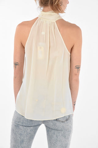 Ribbon Halter Neck Silk Top
