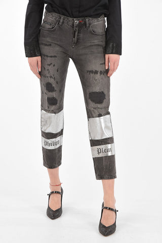 Printed Distressed Boyfriend Denims