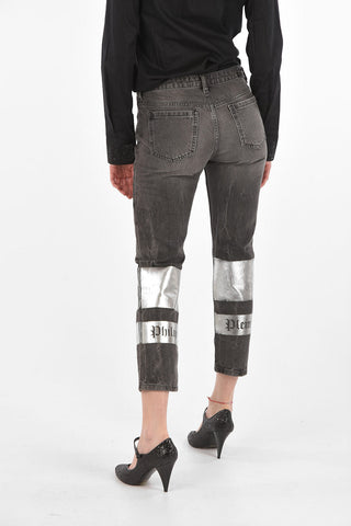 Printed Distressed Boyfriend Denims