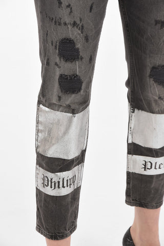 Printed Distressed Boyfriend Denims