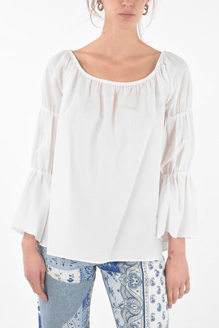 Blusa Off-Shoulder in Cotone Goffrato