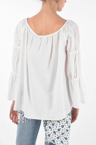 Blusa Off-Shoulder in Cotone Goffrato