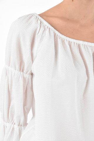Blusa Off-Shoulder in Cotone Goffrato