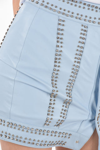 COUTURE EST.1978 minigonna in pelle con cristalli e borchie