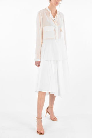 Elastic Waistband Flared Cotton Midi Skirt