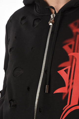 EST.1978 hooded Triple Plein sweatshirt with cut out details