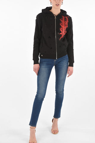 EST.1978 hooded Triple Plein sweatshirt with cut out details