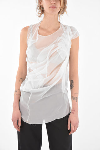 Top Smanicato Asimmetrico in Seta Stretch