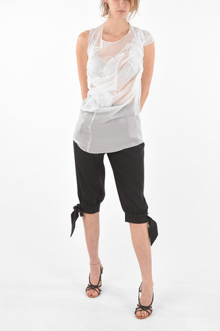 Top Smanicato Asimmetrico in Seta Stretch