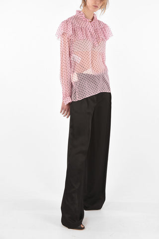 Camicia a Pois con Volant e Maniche a Sbuffo