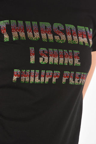 COUTURE cotton THURSDAY crew-neck T-Shirt with rhinestone embellishment