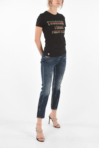 COUTURE cotton THURSDAY crew-neck T-Shirt with rhinestone embellishment