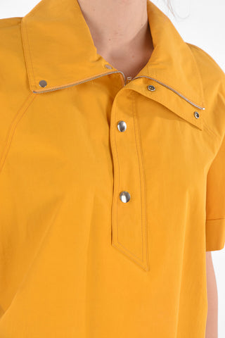 Half Zipped Oversized Shirt with Buttons